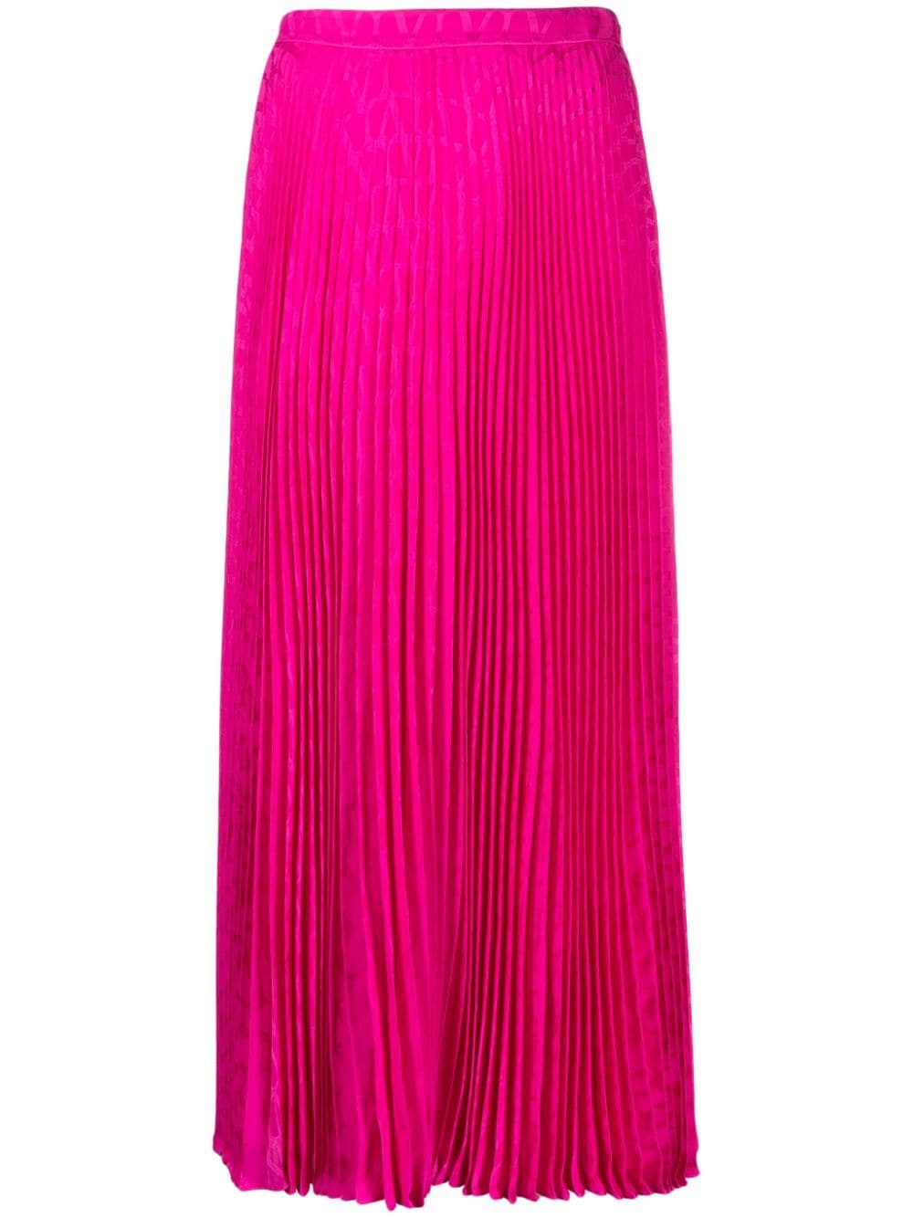 VALENTINO GARAVANI Pleated Silk Midi Skirt