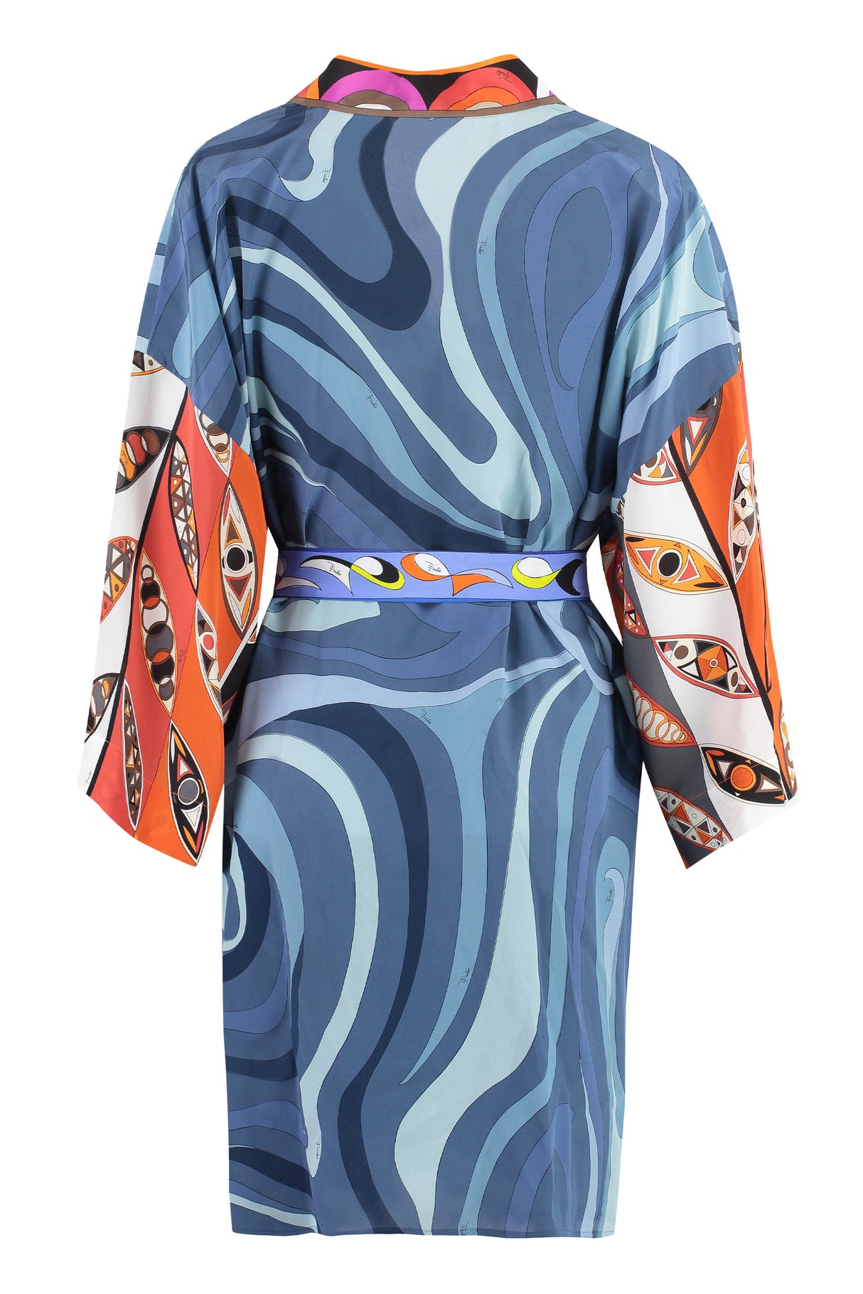 EMILIO PUCCI Silk Printed Night Gown with Waist Belt