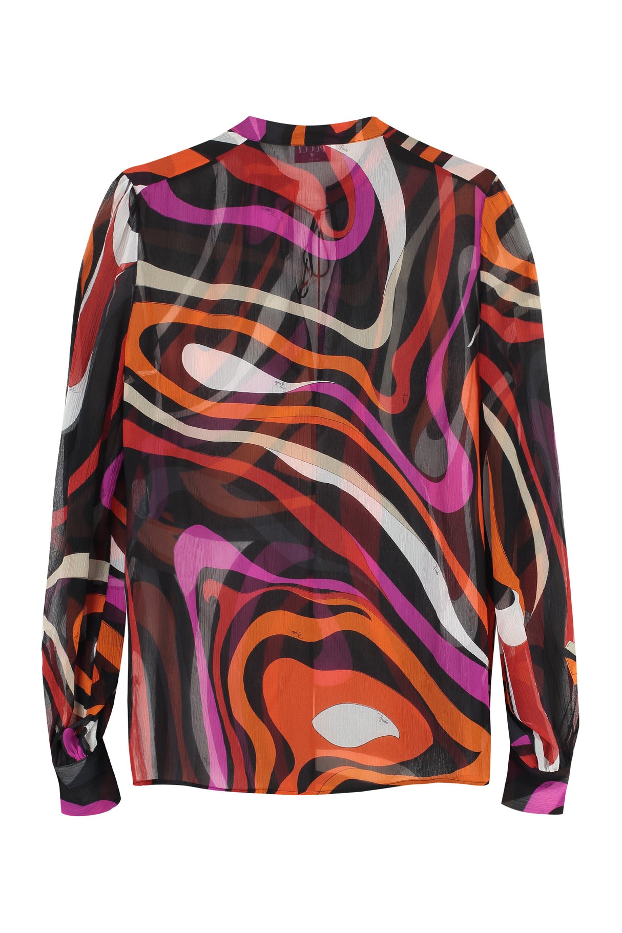 EMILIO PUCCI Printed Silk Blouse with Mandarin Collar and Buttoned Cuffs