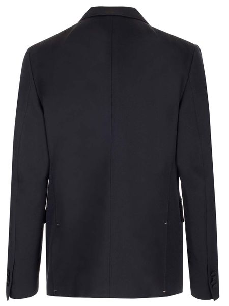 VALENTINO GARAVANI Men's Navy Blue Raffia Double-Breasted Blazer (2024 Autumn/Winter Collection)