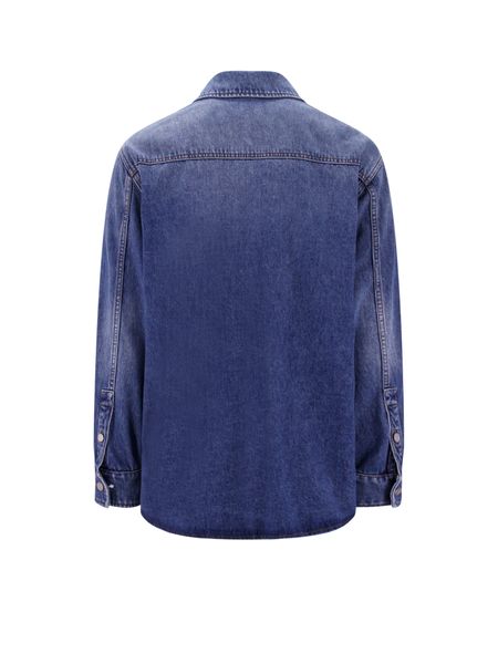 VALENTINO Denim Overshirt with Contrast Stitching for Men