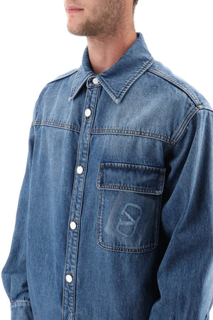 VALENTINO Denim Overshirt with Contrast Stitching for Men