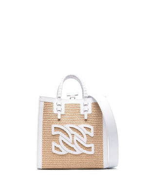 CASADEI Woven Tote Handbag with Logo Patch