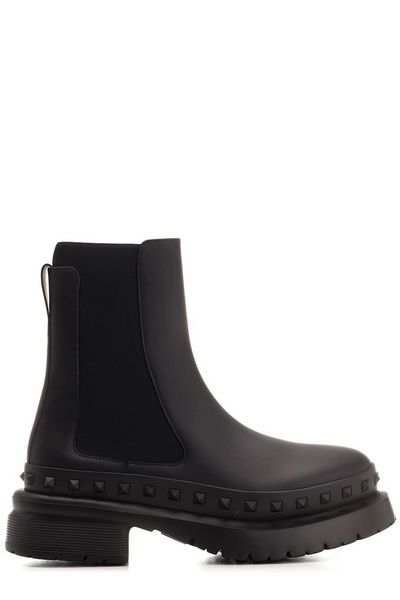 VALENTINO Rockstud M-Way Leather Chelsea Boots