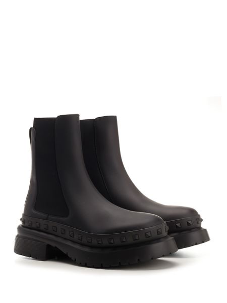 VALENTINO Rockstud M-Way Leather Chelsea Boots