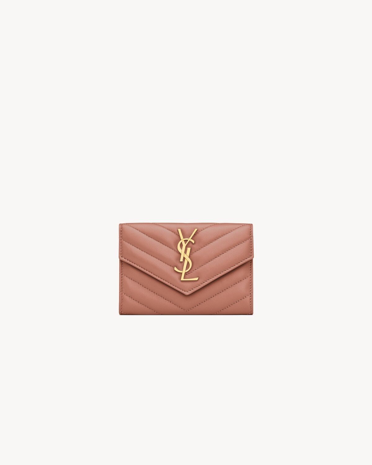 SAINT LAURENT Luxurious Small Envelope Wallet in Light Musk for Women