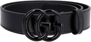 GUCCI Leather Belt with Interlocking G Buckle - Height 3 cm