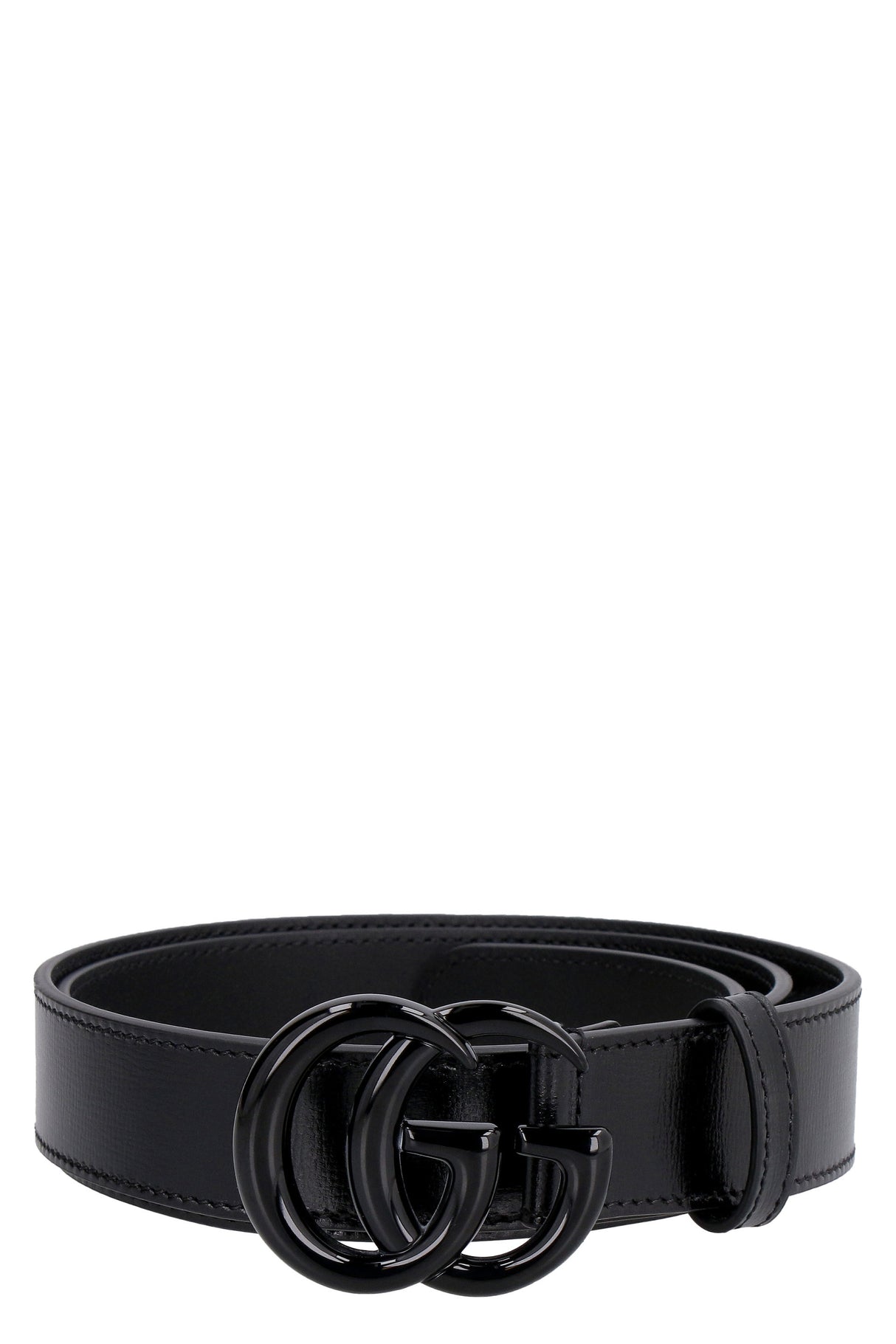 GUCCI Leather Belt with Interlocking G Buckle - Height 3 cm