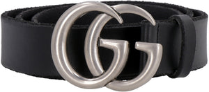 GUCCI Leather Belt with Double G Buckle - 6X4.5 CM