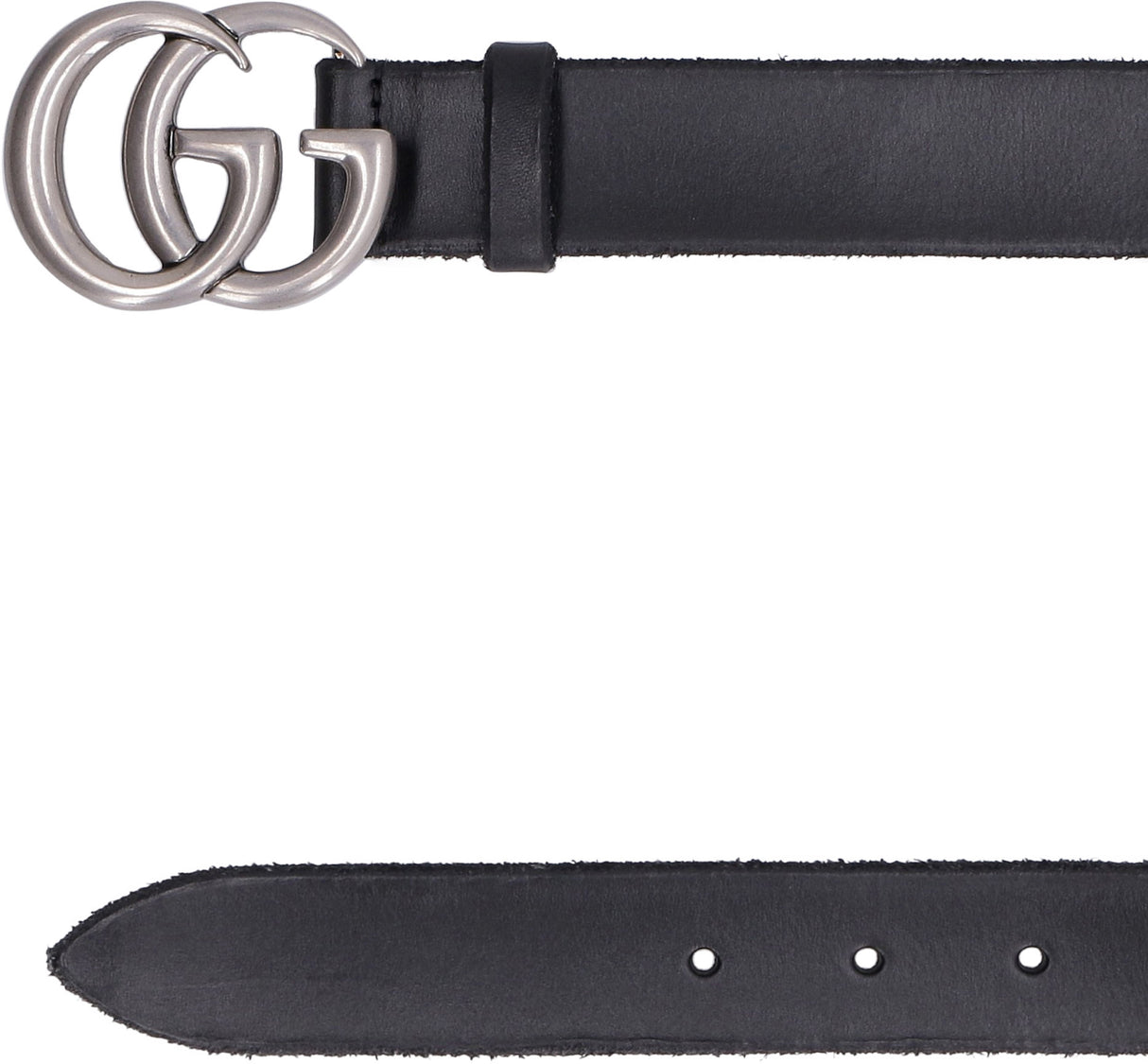 GUCCI Leather Belt with Double G Buckle - 6X4.5 CM