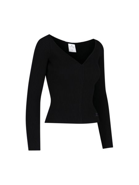 COURREGÈS Raffia V-Neck Jumper