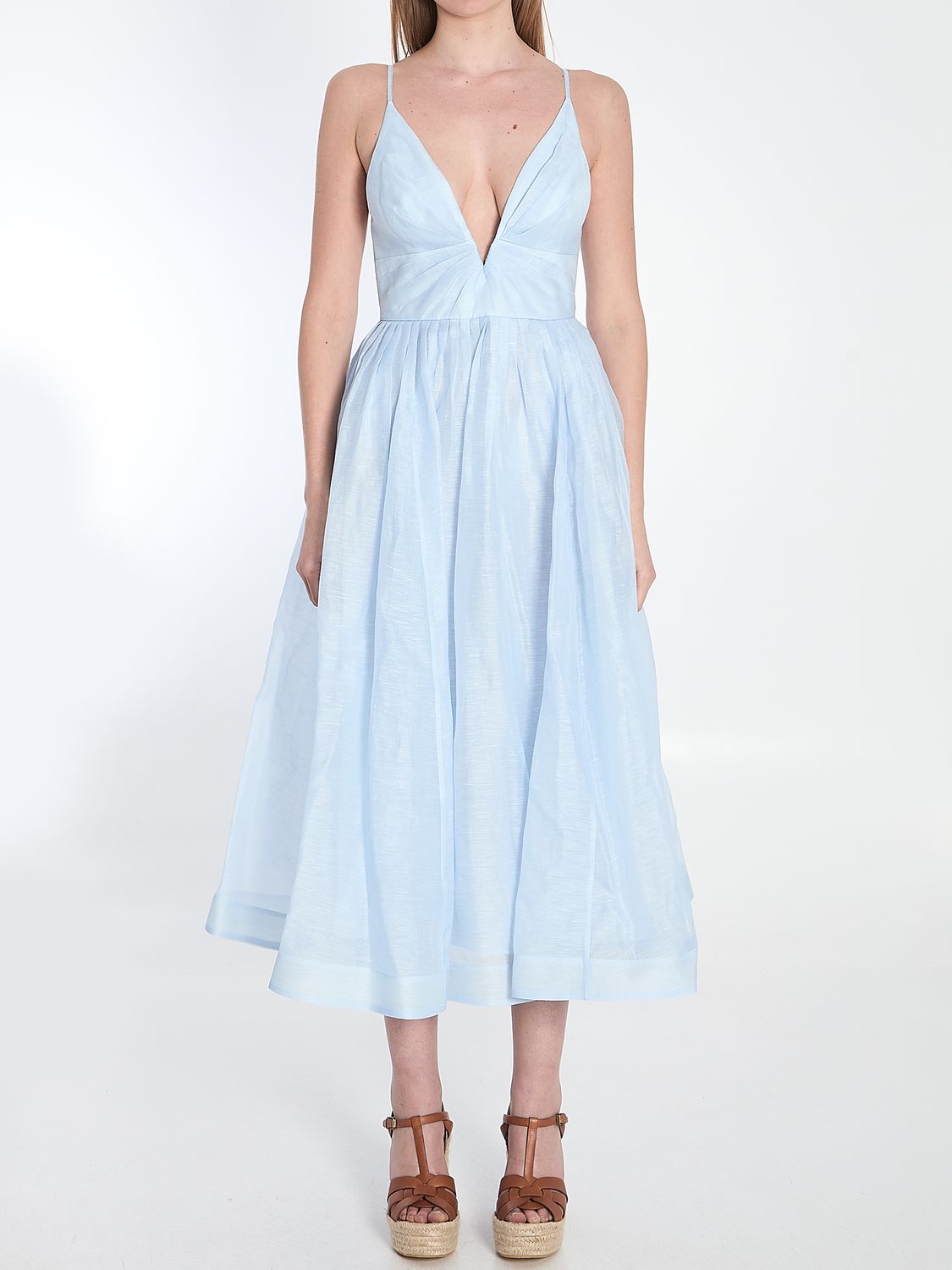 ZIMMERMANN Sleeveless Midi Dress with V-Neckline - Size AU 02