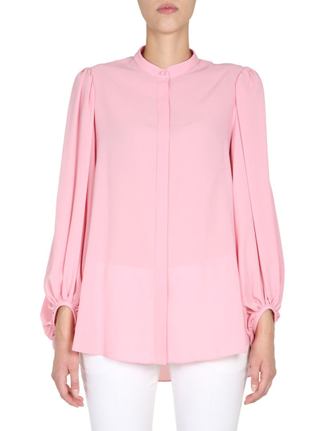 ALEXANDER McQUEEN Elegant Silk Shirt with Ribbon Collar