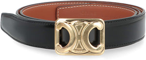 CELINE Reversible Leather Belt with Gold-Tone Buckle - 2.5 cm Height