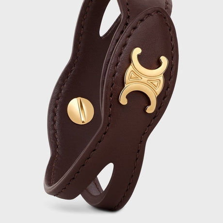 CELINE Luxury Leather and Brass Bracelet with Gold Finish