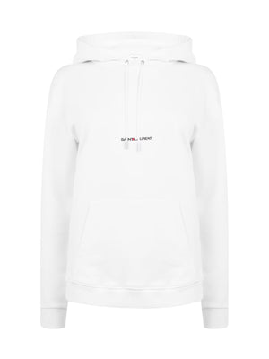 SAINT LAURENT Logo Hoodie for Women - Classic White Sweatshirt