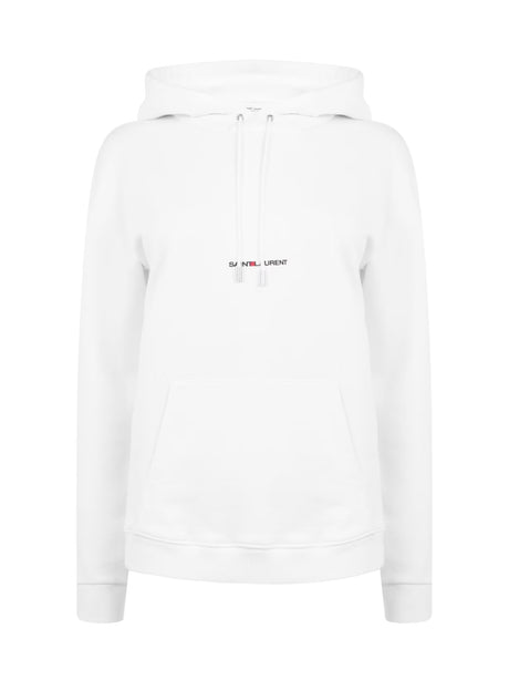 SAINT LAURENT Logo Hoodie for Women - Classic White Sweatshirt