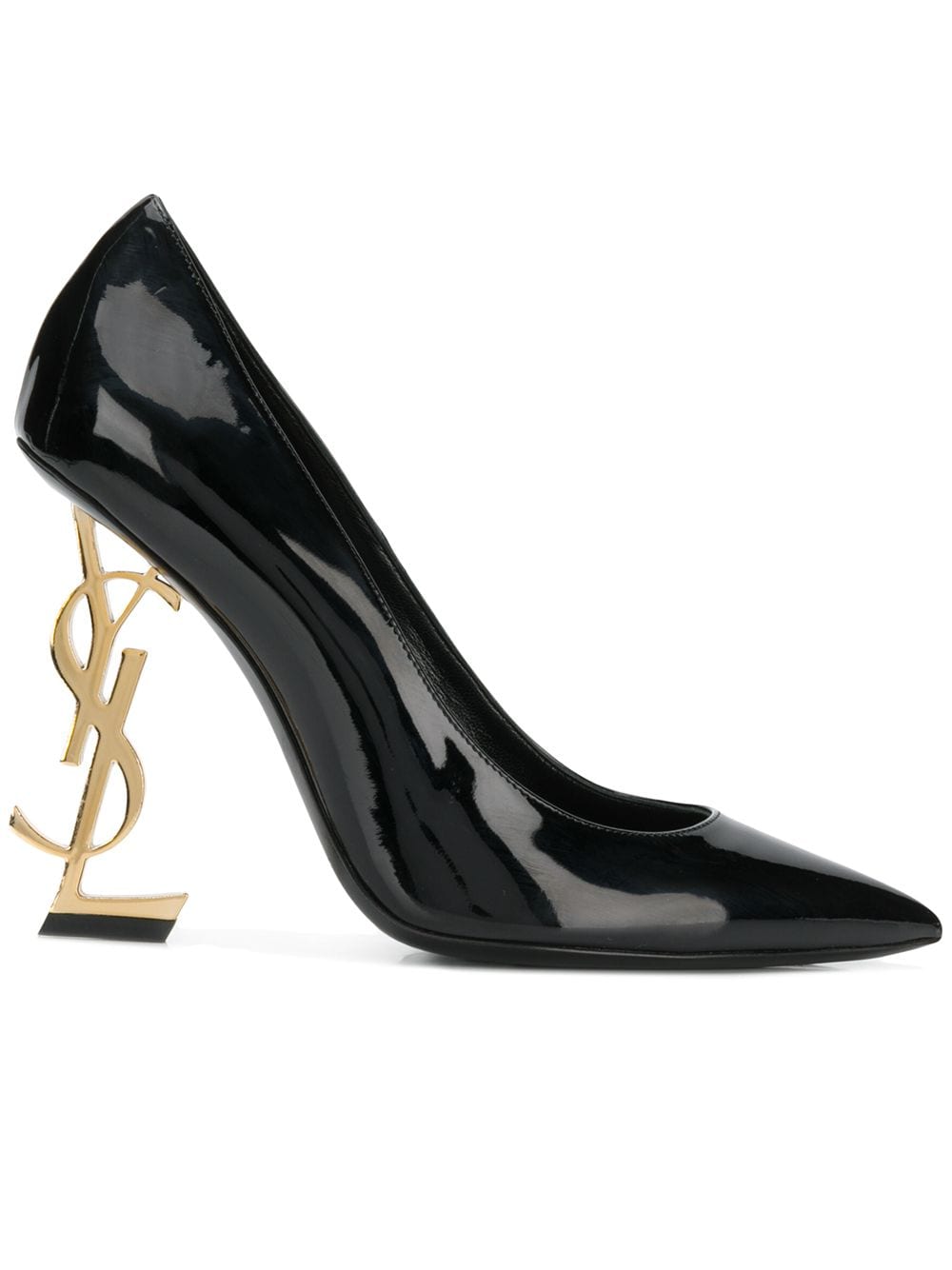 SAINT LAURENT Patent Leather Pumps with Monogram Heel