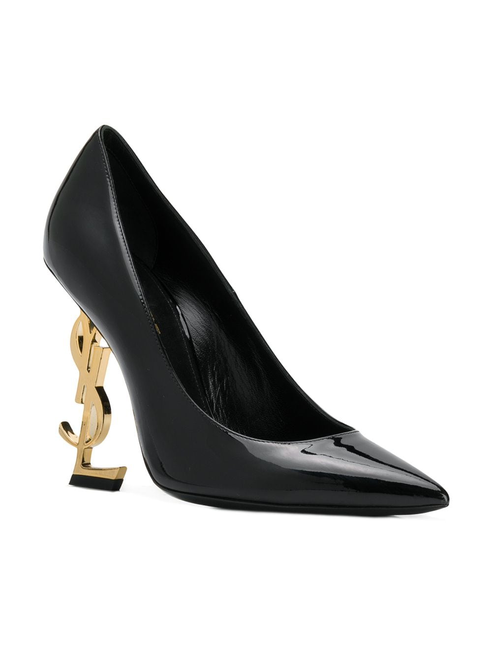 SAINT LAURENT Patent Leather Pumps with Monogram Heel