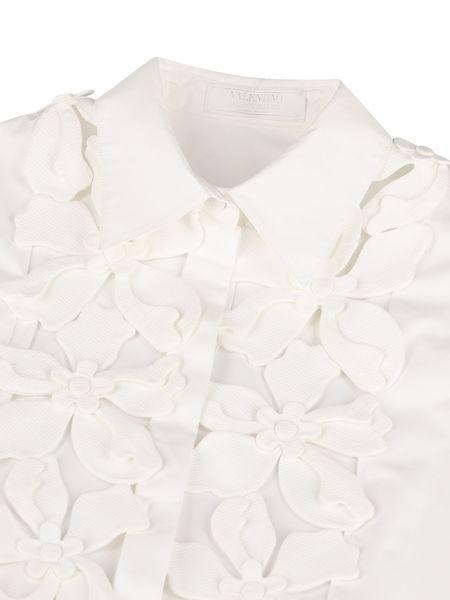 VALENTINO GARAVANI Compact Popeline Shirt with Hibiscus Embroidery - Women’s Regular Fit