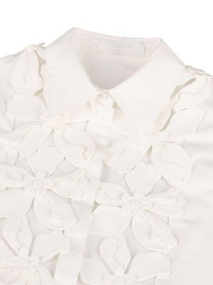 VALENTINO GARAVANI Compact Popeline Shirt with Hibiscus Embroidery - Women’s Regular Fit