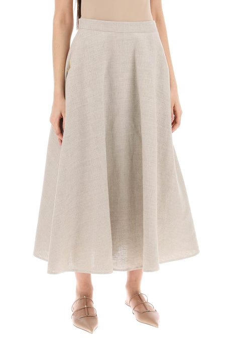 VALENTINO GARAVANI Flared Linen Midi Skirt for Women