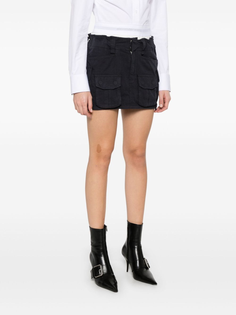 ALEXANDER WANG Stylish Mini Cargo Skirt with Logo Waistband