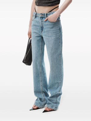 ALEXANDER WANG Mid-Rise Denim Jeans with Pre-Styled Thong