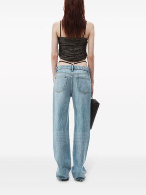 ALEXANDER WANG Mid-Rise Denim Jeans with Pre-Styled Thong