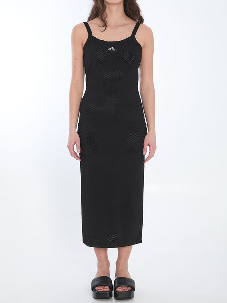 ALEXANDER WANG Sleeveless Mesh Slip Dress with 3D Logo - Ankle Length