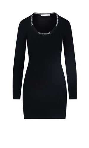 ALEXANDER WANG Fitted Mini Dress with Jacquard Neckline