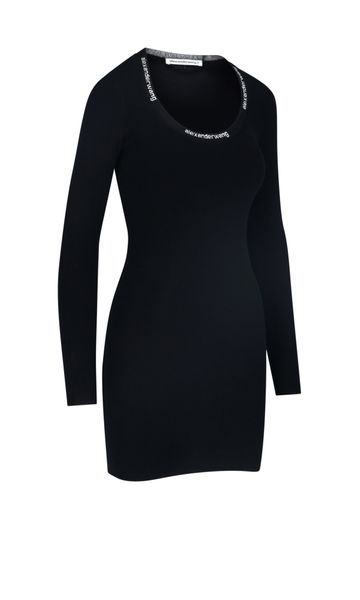 ALEXANDER WANG Fitted Mini Dress with Jacquard Neckline