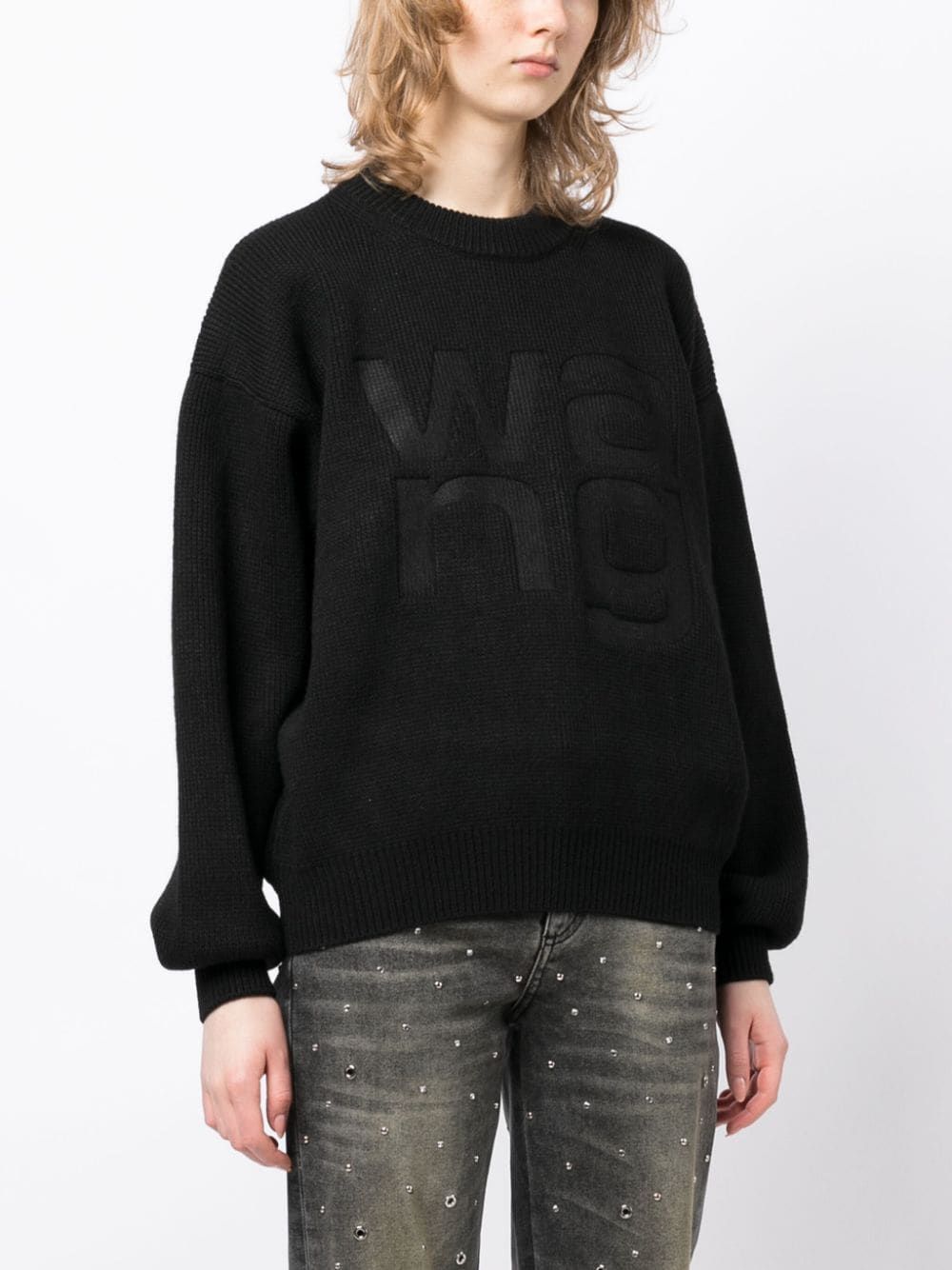 ALEXANDER WANG Black Wang Logo Jumper for Women in FW23 Collection