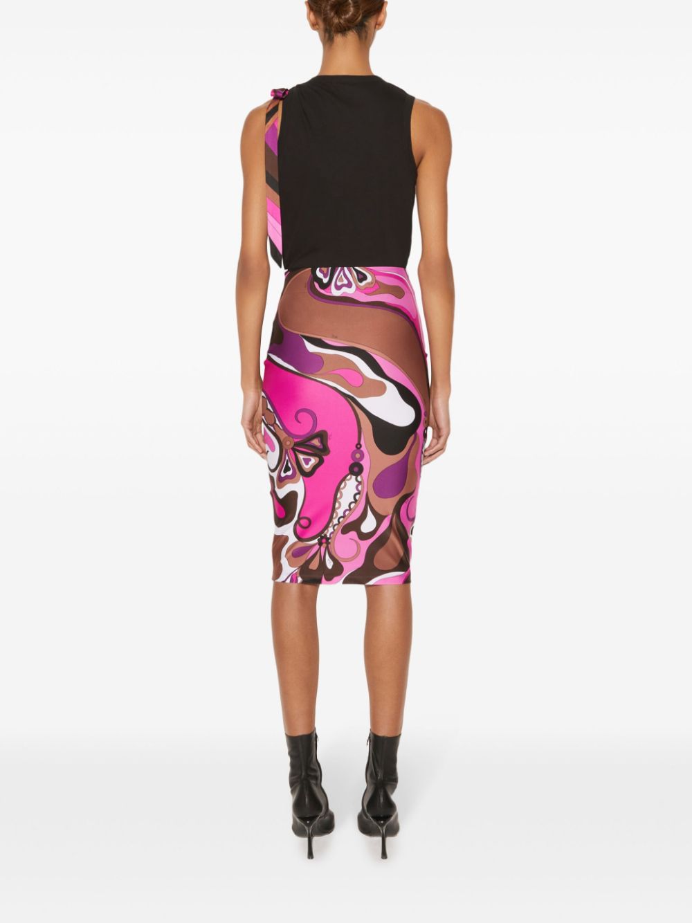 EMILIO PUCCI Unique Graphic Print High-Waisted Midi Skirt