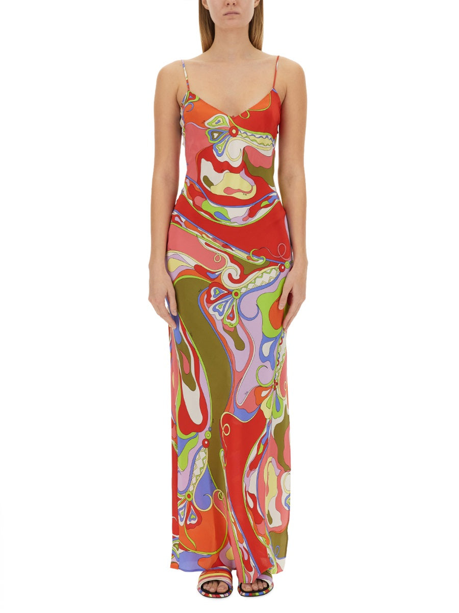 EMILIO PUCCI Elegant Long Silk Dress - Size 38 IT