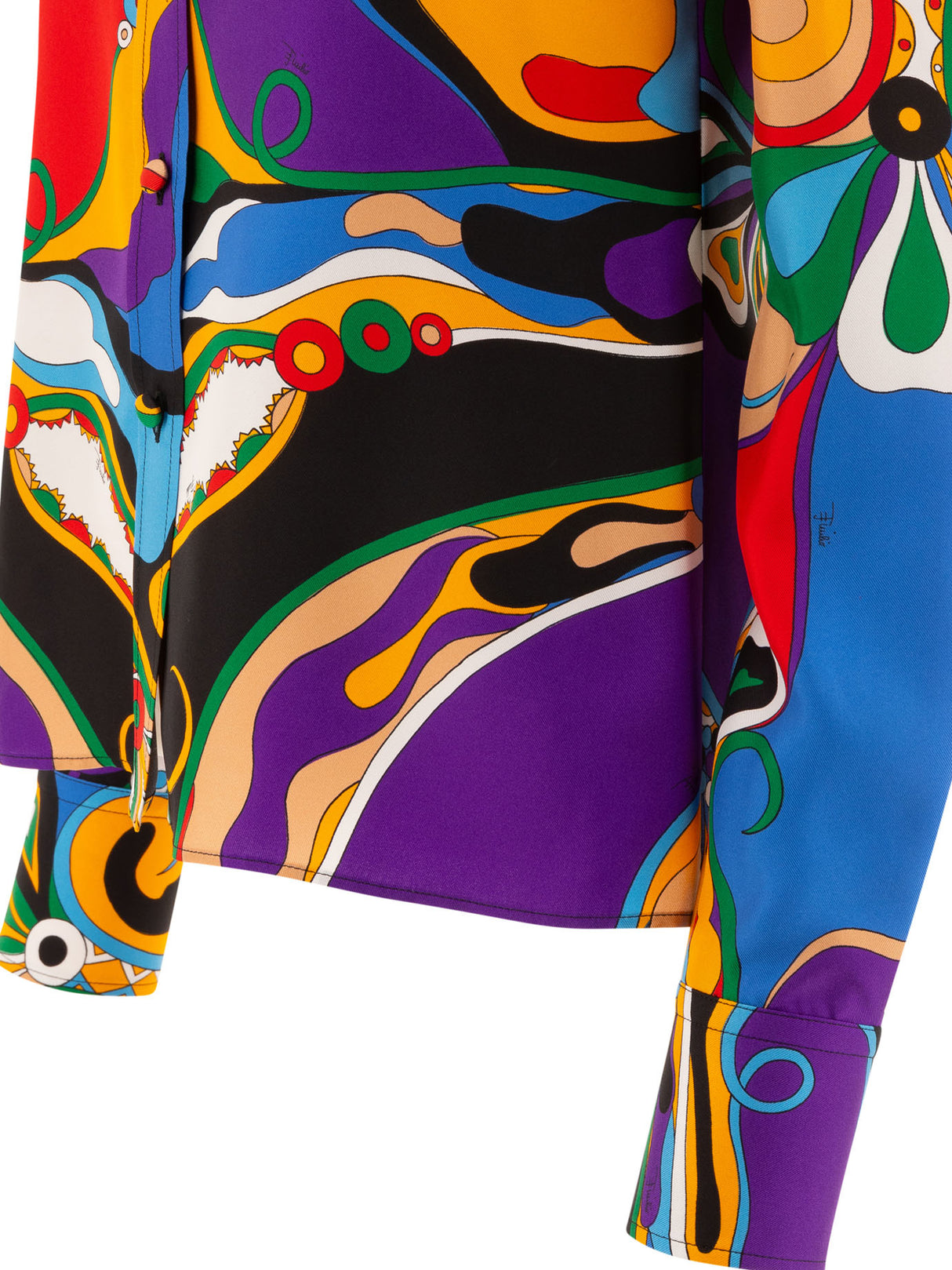 EMILIO PUCCI 蘭柄シルクツイルシャツ - ゆったりフィットの長袖