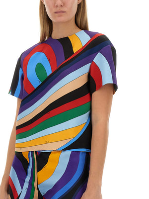 EMILIO PUCCI Regular Fit Cady T-Shirt for Women - Size 40 IT