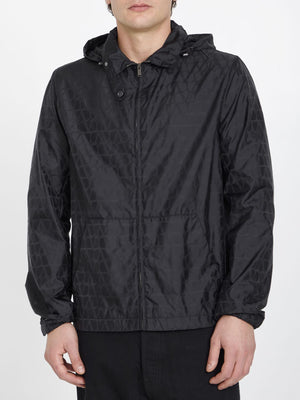 VALENTINO Iconic Nylon Windbreaker with Drawstring Hood - Slim Fit (Size IT 50)