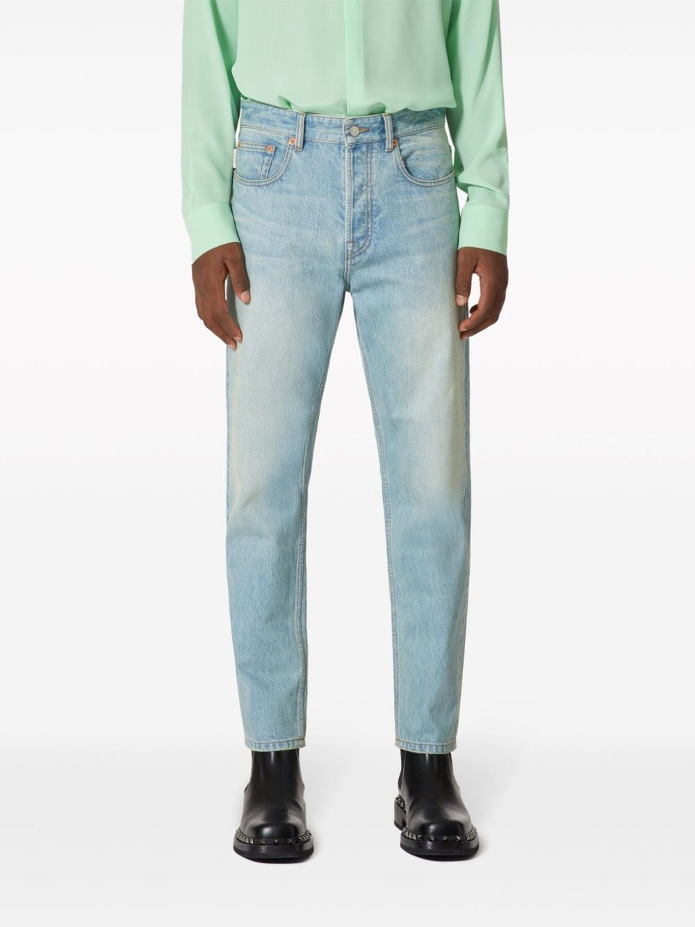 VALENTINO Men's Light Blue Tapered Jeans