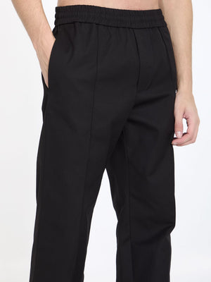 VALENTINO Stretch Cotton V-Detail Straight Leg Trousers