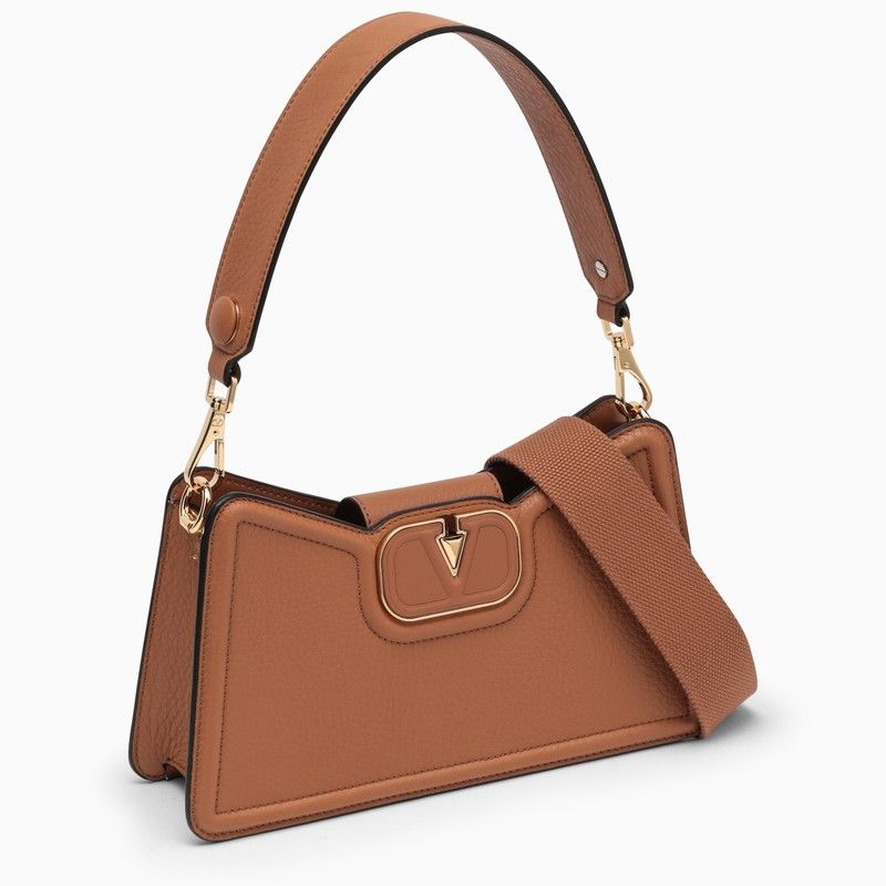 VALENTINO GARAVANI Tan-Colored Grained Calfskin Shoulder Handbag