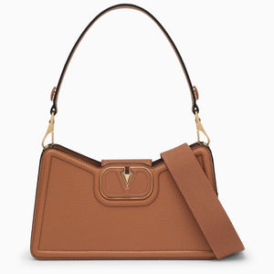 VALENTINO GARAVANI Tan-Colored Grained Calfskin Shoulder Handbag