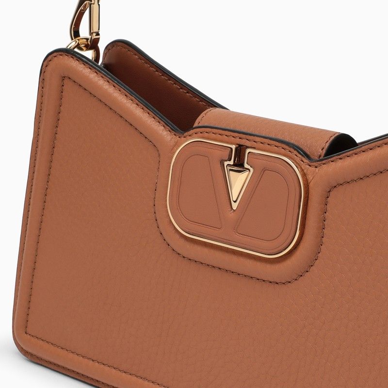 VALENTINO GARAVANI Tan-Colored Grained Calfskin Shoulder Handbag