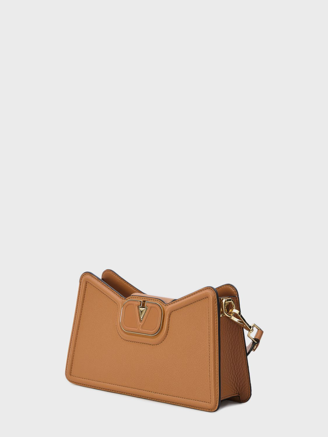 VALENTINO GARAVANI Tan-Colored Grained Calfskin Shoulder Handbag