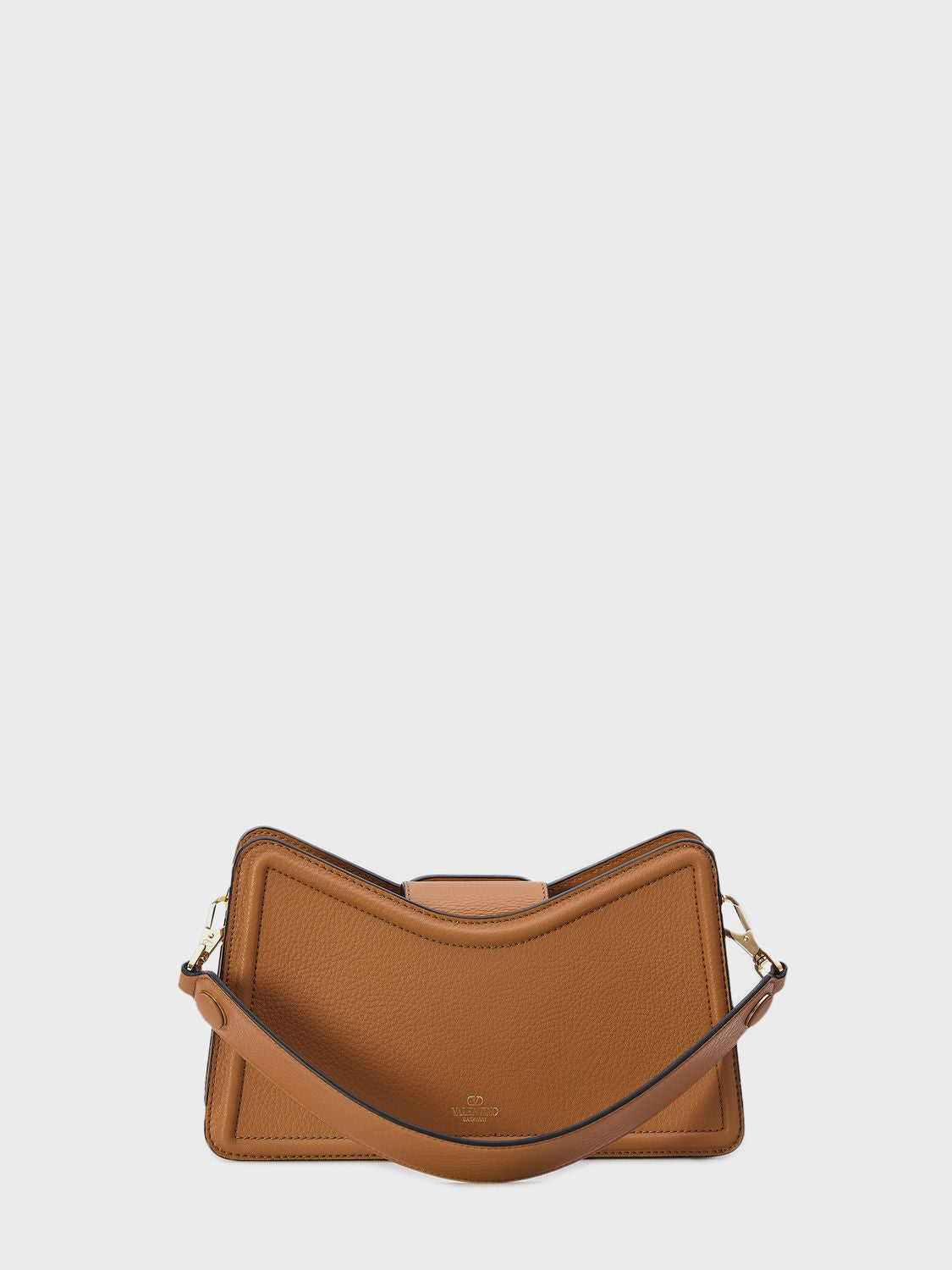 VALENTINO GARAVANI Tan-Colored Grained Calfskin Shoulder Handbag