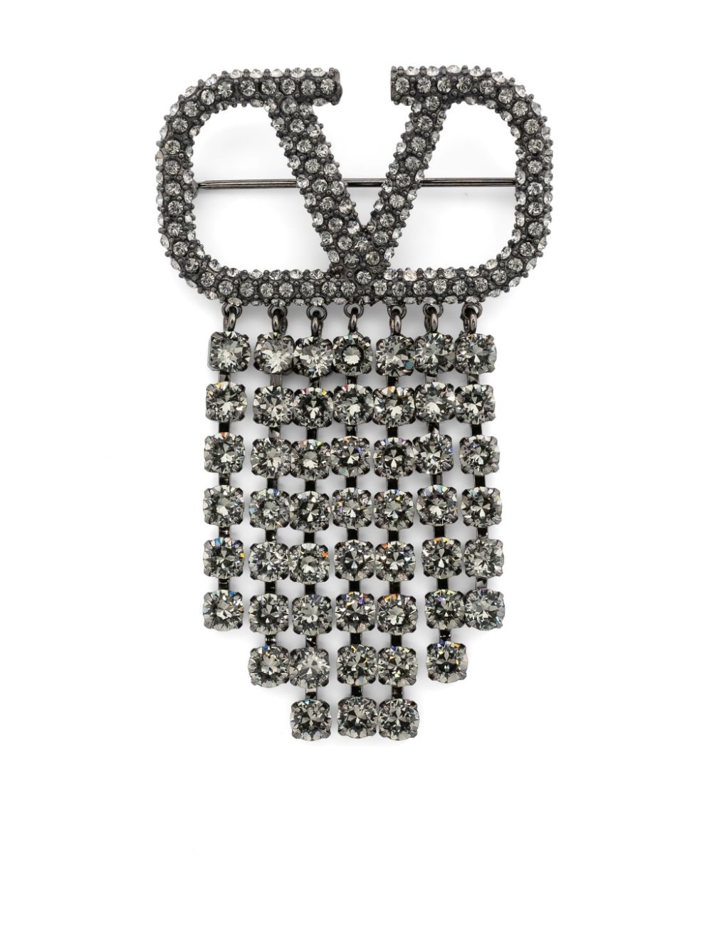 VALENTINO GARAVANI Signature Logo Brooch with Swarovski Crystal Embellishment