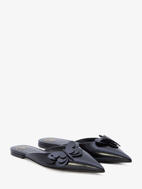 VALENTINO GARAVANI Pointed Design Flats with Butterfly Appliqué (Women's)