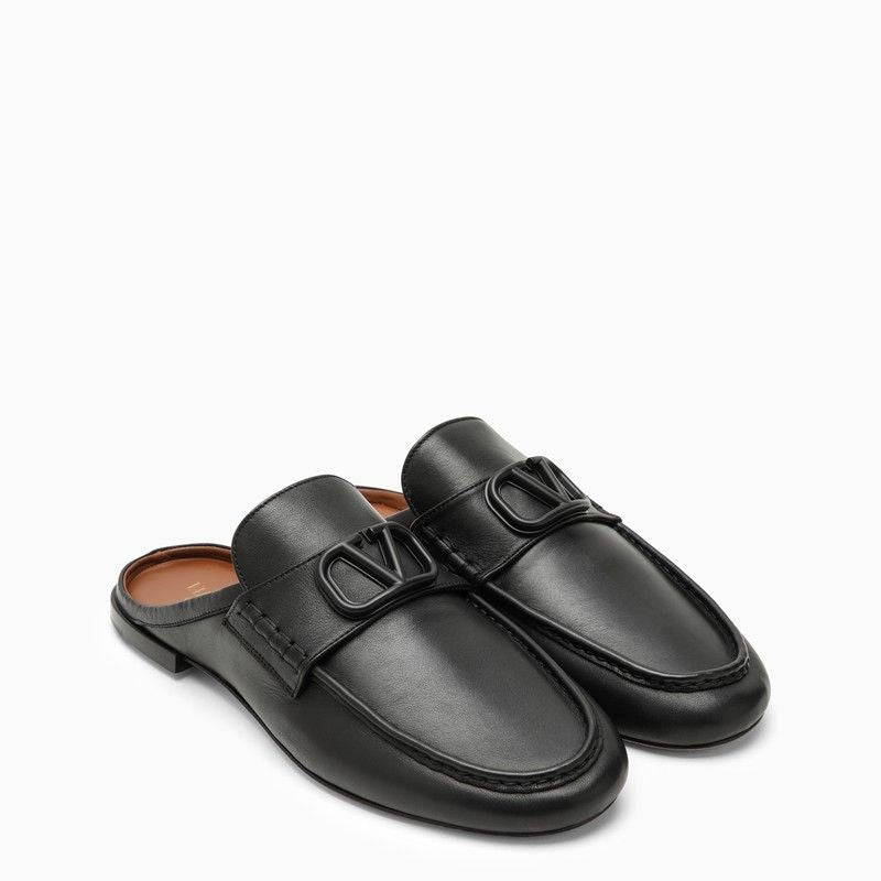 VALENTINO GARAVANI Signature V Logo Leather Slip-On Shoes for Men