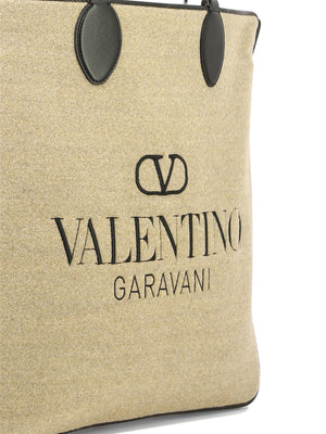 VALENTINO GARAVANI メンズSS24 ベージュ レザーホルダー付きハンドバッグ