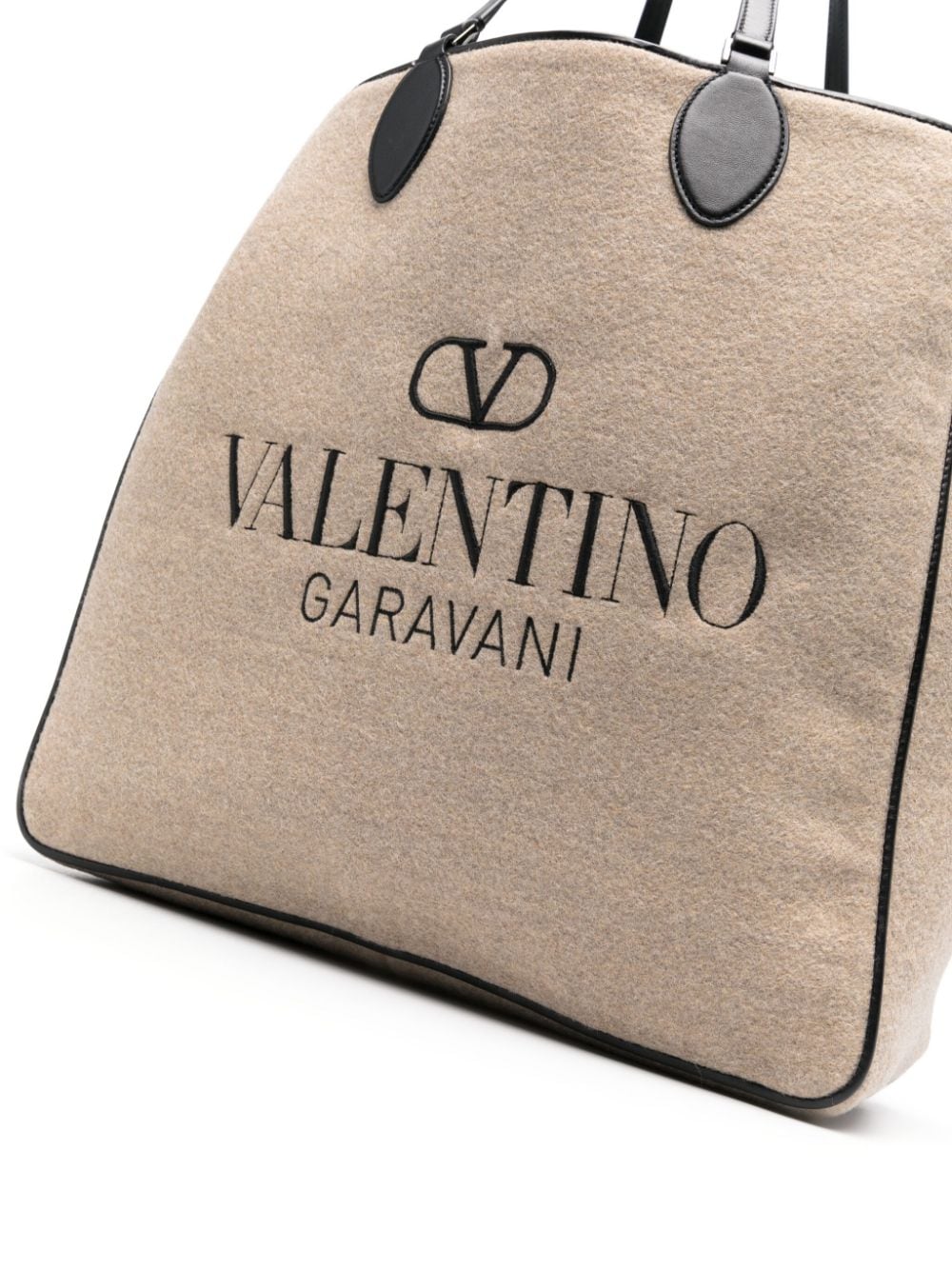 VALENTINO GARAVANI メンズSS24 ベージュ レザーホルダー付きハンドバッグ